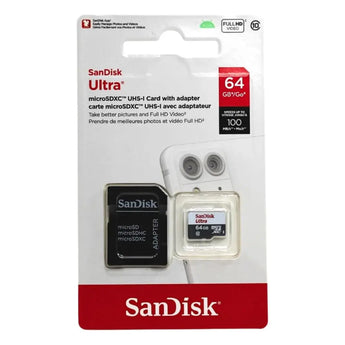SanDisk Ultra 64GB MicroSDXC Card with Adapter – UHS-I C10, Up to 100MB/s, Android Compatible, High-Speed Memory Card SanDisk