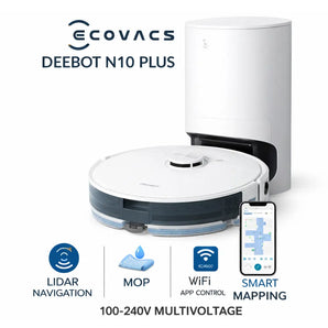 ECOVACS Deebot N10 Plus Robot Vacuum & Mop, Auto-Empty Base, LiDAR Navigation, 3800Pa Suction, Smart Mapping, Wi-Fi App Control, 3-in-1 Cleaning ECOVACS