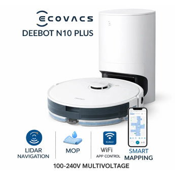 ECOVACS Deebot N10 Plus Robot Vacuum & Mop, Auto-Empty Base, LiDAR Navigation, 3800Pa Suction, Smart Mapping, Wi-Fi App Control, 3-in-1 Cleaning ECOVACS