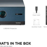 ViewSonic LX60HD 1080p Portable LED Projector with Google TV – Auto Focus, Wi-Fi, Bluetooth, Keystone Correction for Home Theater ViewSonic