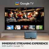 ViewSonic LX60HD 1080p Portable LED Projector with Google TV – Auto Focus, Wi-Fi, Bluetooth, Keystone Correction for Home Theater ViewSonic