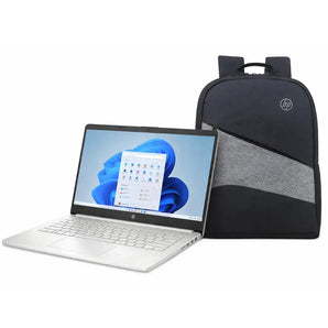 HP 14-dq0760dx Laptop Bundle – Intel N4020, 4GB DDR4 RAM, 128GB eMMC, 14" WXGA HD, Windows 11, Includes Backpack, Natural Silver HP