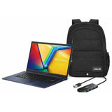 Asus Vivobook 14 Laptop Bundle – Intel Core i3, 8GB RAM, 128GB SSD, Windows 11 Home, Full HD, Lightweight Slim, Includes Backpack & USB 3.0 Hub, Blue ASUS