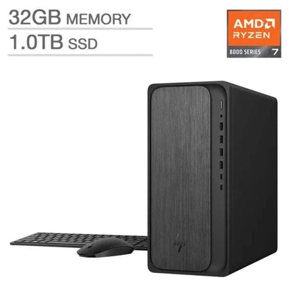 HP OmniDesk Desktop Tower PC – AMD Ryzen 7 8700G, 32GB DDR5, 1TB SSD, Windows 11 Home