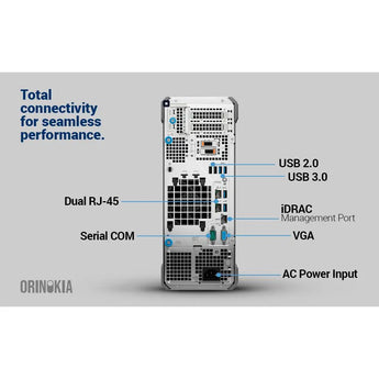 DELL PowerEdge T160 Server | Intel Xeon E-2434 (4 Cores, Up to 5.0 GHz) | 16GB DDR5 ECC RAM | 2TB HDD | iDRAC9 Express | Matrox G200eW Graphics | 300W PSU - Orinokia Tech