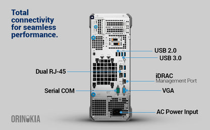 DELL PowerEdge T160 Server | Intel Xeon E-2434 (4 Cores, Up to 5.0 GHz) | 16GB DDR5 ECC RAM | 2TB HDD | iDRAC9 Express | Matrox G200eW Graphics | 300W PSU