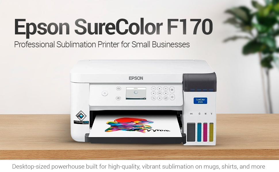 Epson SureColor F170 Sublimation Printer | Desktop 24-bit Color | Wi-Fi | USB | Precision Printing