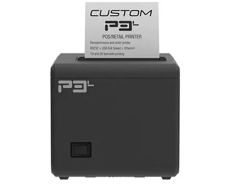 CUSTOM P3L Thermal Receipt Printer | USB, Serial & Ethernet | 203 DPI | Supports 1D & 2D Barcodes (UPC, EAN, CODE39, CODE128, PDF417, QRCode, Data Matrix)